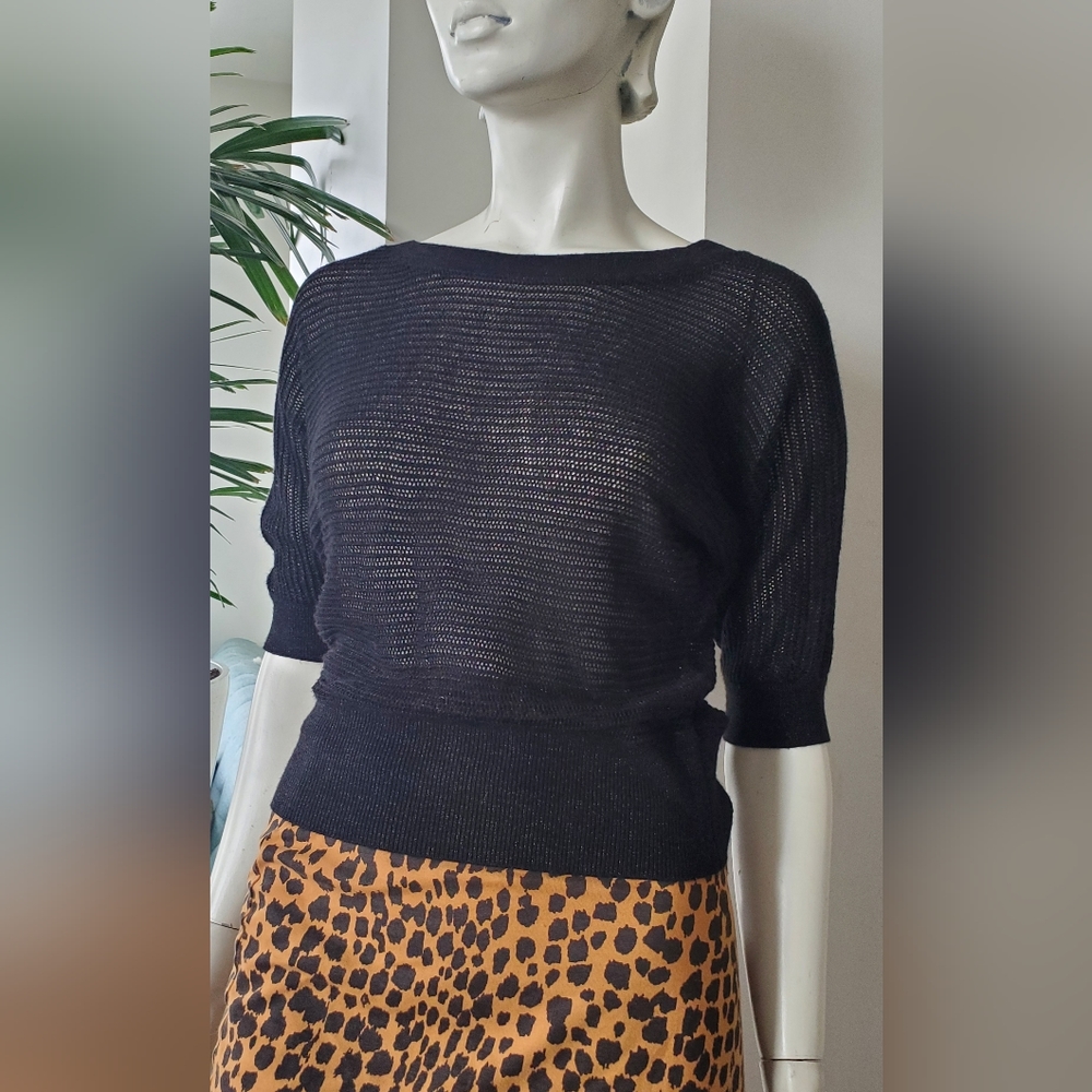 Black Metallic Knit Top